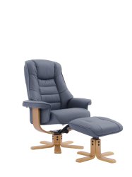 Porto Recliner Swivel Chair & Stool in Leather/Match