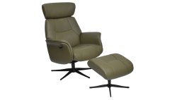 Malaga Recliner Chair & Stool in Leather