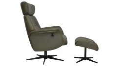 Malaga Recliner Chair & Stool in Leather