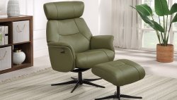 Malaga Recliner Chair & Stool in Leather