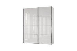 Wiemann Miami Plus Wardrobe with Wooden Doors in Carcase Colour & Glass Doors in White