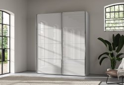 Wiemann Miami Plus Wardrobe with Wooden Doors in Carcase Colour & Glass Doors in Champagne