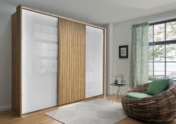 Wiemann Denver Wardrobe with Glass Doors & Decking in Carcase Colour