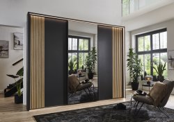 Wiemann Denver Wardrobe with Doors in Crystal Mirror & Decking in Carcase Colour