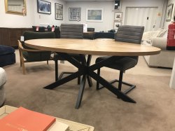 Burton 180cm Ecliptical Dining Table & 4 Rochester Cantilever Chairs