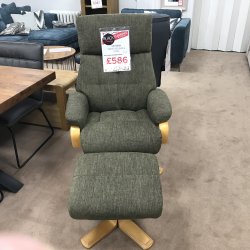 Victoria Recliner Swivel Chair & Stool in Fabric