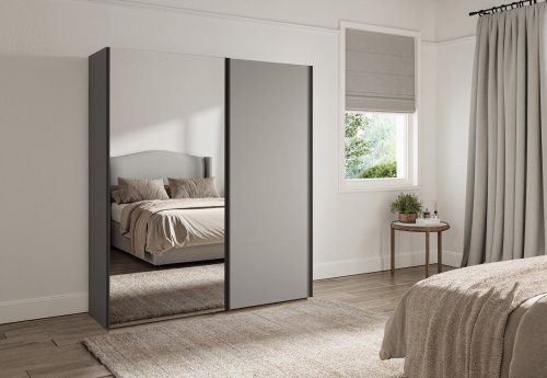 Wiemann Miami Plus Wardrobe with Wooden Doors in Carcase Colour & Mirrored Doors