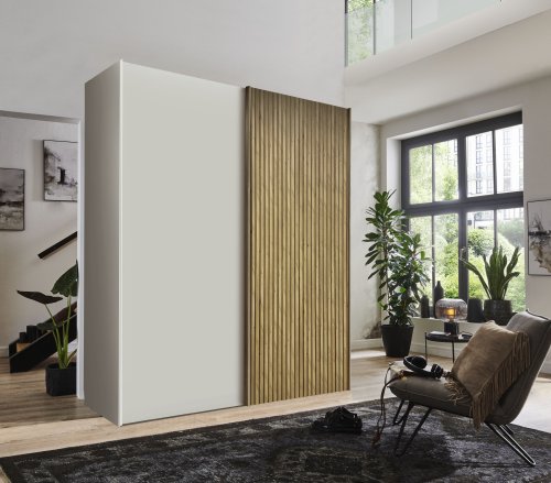 Wiemann Denver Wardrobe with Wooden Doors & Decking in Carcase Colour