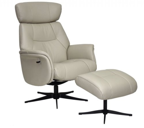 Malaga Recliner Chair & Stool in Leather