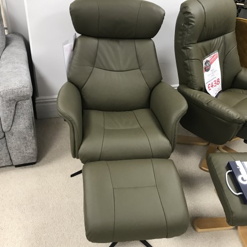 Malaga Recliner Chair & Stool in Leather