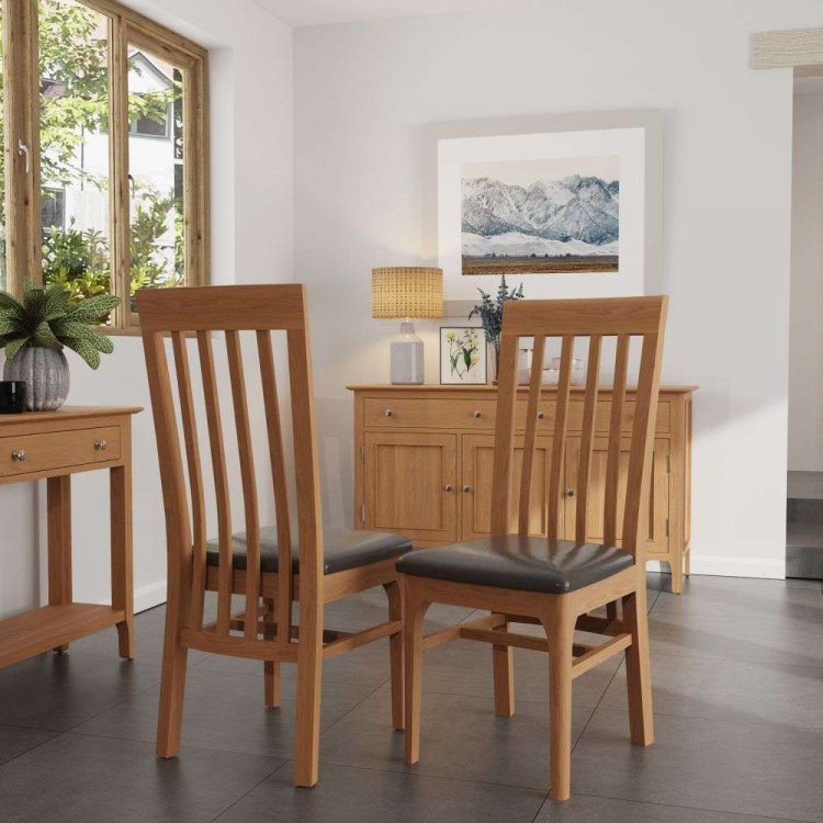 Kendal Double Slated Back Dining Chair - PU